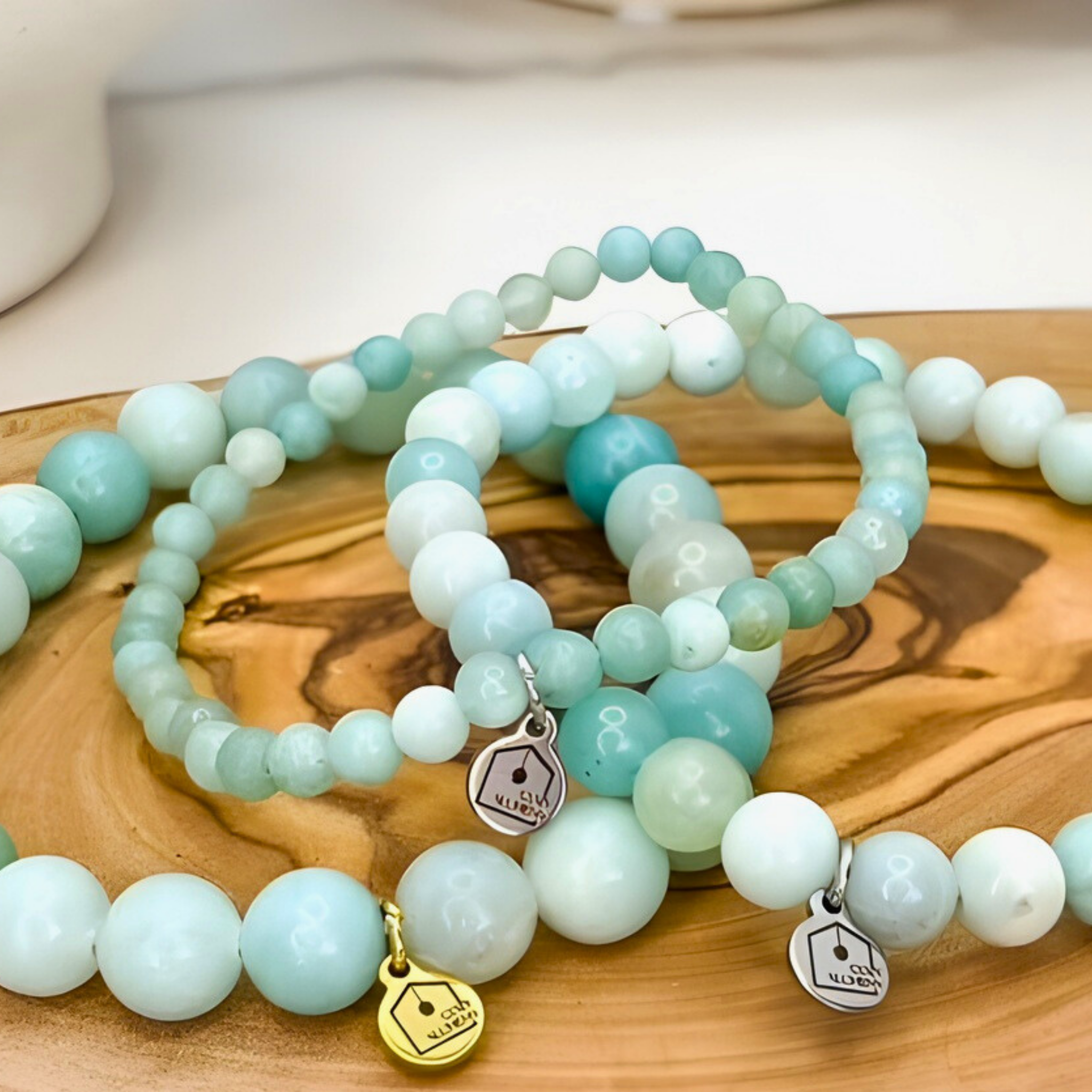 amazonite bead bracelet with charm group