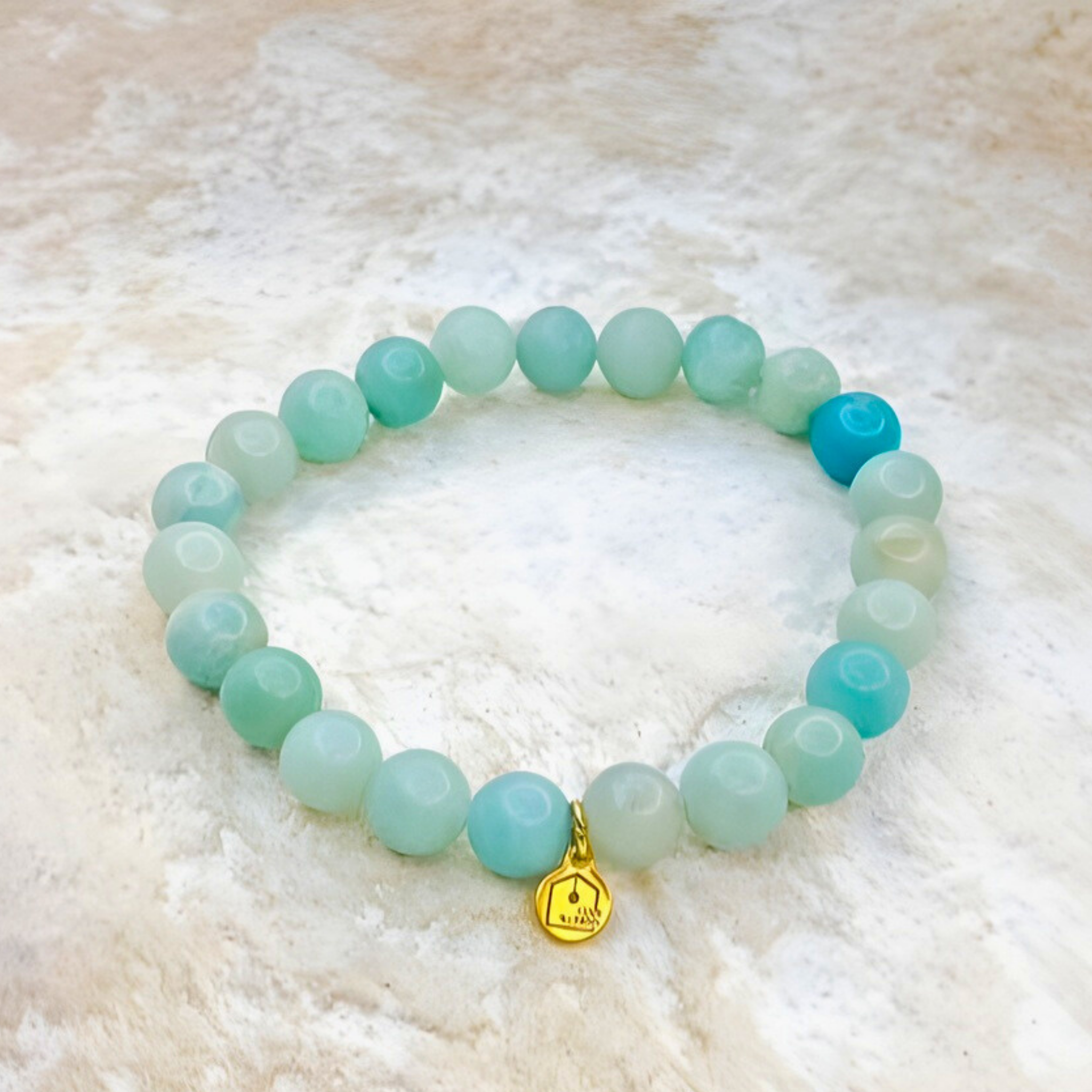 amazonite bead bracelet with charm