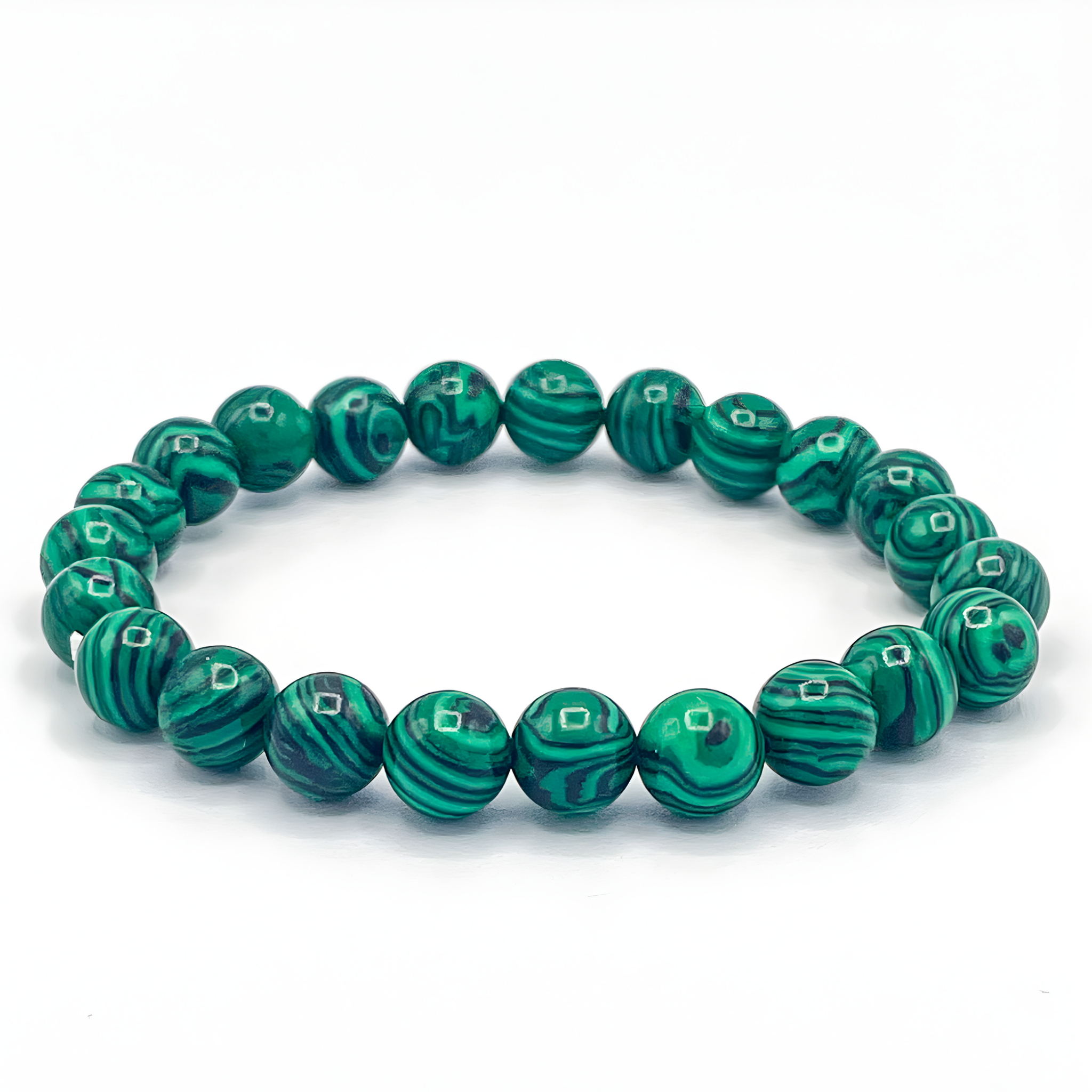 Green marbled bead bracelet on a white background
