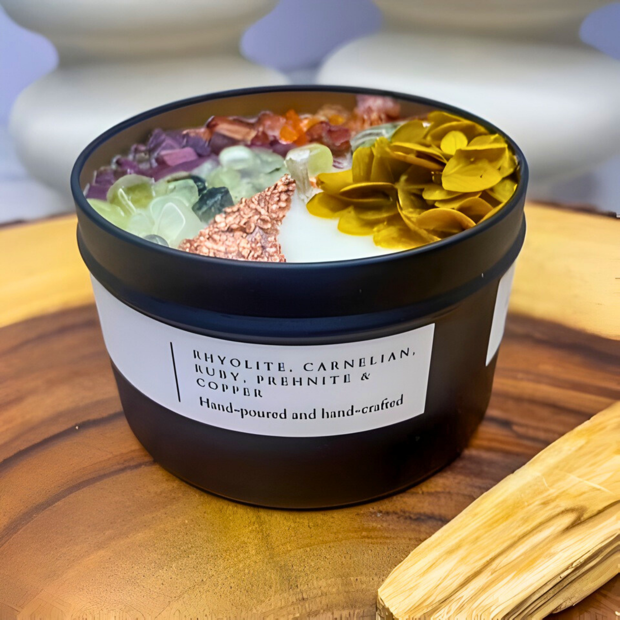 I am Me candle black jar with ingredient list 