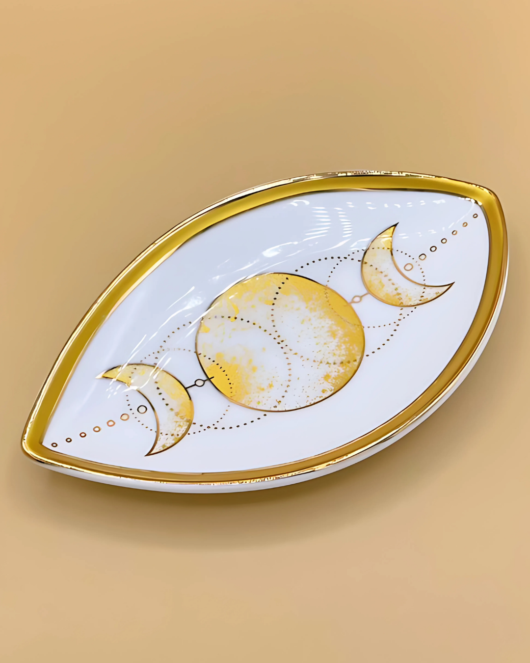 Decorative plate with moon phases on a beige background