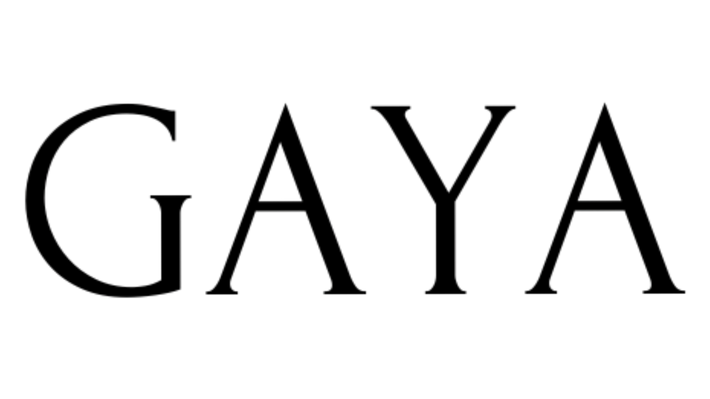 Black 'GAYA' text on a white background