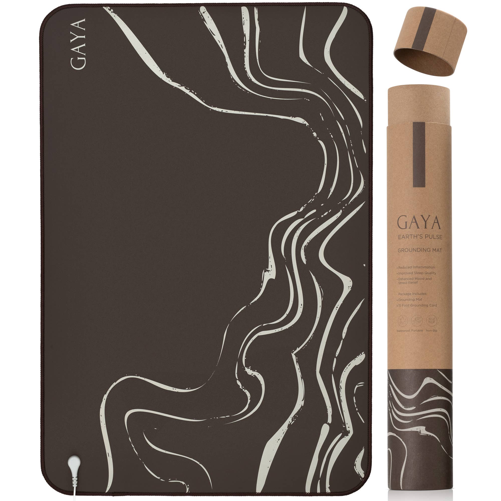 Gaya grounding mat with packaging on a white background