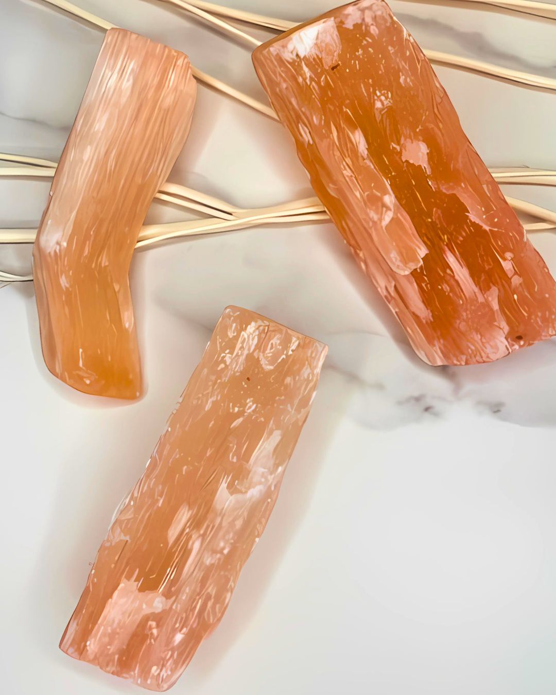 Orange Selenite Crystal group set lot