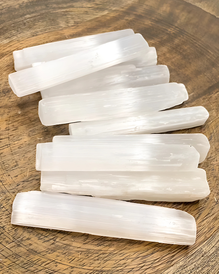 White Selenite Crystal group set lot